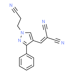 ChemSpider 2D Image | {[1-(2-Cyanoethyl)-3-phenyl-1H-pyrazol-4-yl]methylene}malononitrile | C16H11N5