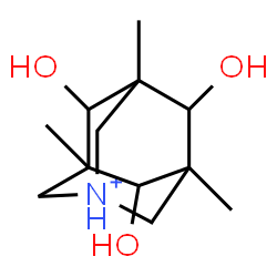 ChemSpider 2D Image | 4,6,10-Trihydroxy-3,5,7-trimethyl-1-azoniatricyclo[3.3.1.1~3,7~]decane | C12H22NO3