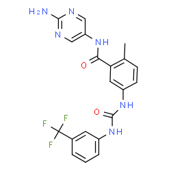 ChemSpider 2D Image | N-(2-Amino-5-pyrimidinyl)-2-methyl-5-({[3-(trifluoromethyl)phenyl]carbamoyl}amino)benzamide | C20H17F3N6O2