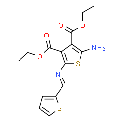 ChemSpider 2D Image | Diethyl 2-amino-5-[(E)-(2-thienylmethylene)amino]-3,4-thiophenedicarboxylate | C15H16N2O4S2