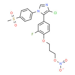 ChemSpider 2D Image | 3-(4-{4-Chloro-1-[4-(methylsulfonyl)phenyl]-1H-imidazol-5-yl}-2-fluorophenoxy)propyl nitrate | C19H17ClFN3O6S