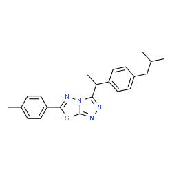 ChemSpider 2D Image | 3-[1-(4-Isobutylphenyl)ethyl]-6-(4-methylphenyl)[1,2,4]triazolo[3,4-b][1,3,4]thiadiazole | C22H24N4S