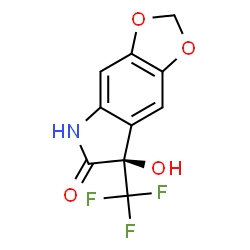 ChemSpider 2D Image | (7R)-7-Hydroxy-7-(trifluoromethyl)-5,7-dihydro-6H-[1,3]dioxolo[4,5-f]indol-6-one | C10H6F3NO4
