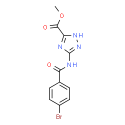 ChemSpider 2D Image | Methyl 3-[(4-bromobenzoyl)amino]-1H-1,2,4-triazole-5-carboxylate | C11H9BrN4O3