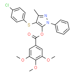 ChemSpider 2D Image | 4-[(4-Chlorophenyl)sulfanyl]-3-methyl-1-phenyl-1H-pyrazol-5-yl 3,4,5-trimethoxybenzoate | C26H23ClN2O5S