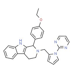 ChemSpider 2D Image | 1-(4-Ethoxyphenyl)-2-{[1-(2-pyrimidinyl)-1H-pyrrol-2-yl]methyl}-2,3,4,9-tetrahydro-1H-beta-carboline | C28H27N5O
