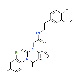 ChemSpider 2D Image | 2-[3-(2,4-Difluorophenyl)-2,4-dioxo-3,4-dihydrothieno[3,2-d]pyrimidin-1(2H)-yl]-N-[2-(3,4-dimethoxyphenyl)ethyl]acetamide | C24H21F2N3O5S