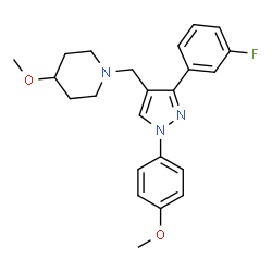 ChemSpider 2D Image | 1-[[3-(3-fluorophenyl)-1-(4-methoxyphenyl)-4-pyrazolyl]methyl]-4-methoxypiperidine | C23H26FN3O2