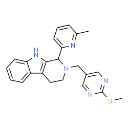 ChemSpider 2D Image | 1-(6-Methyl-2-pyridinyl)-2-{[2-(methylsulfanyl)-5-pyrimidinyl]methyl}-2,3,4,9-tetrahydro-1H-beta-carboline | C23H23N5S