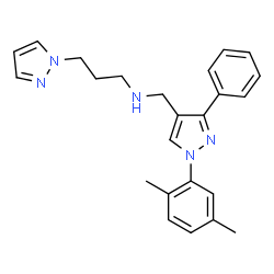 ChemSpider 2D Image | N-{[1-(2,5-Dimethylphenyl)-3-phenyl-1H-pyrazol-4-yl]methyl}-3-(1H-pyrazol-1-yl)-1-propanamine | C24H27N5