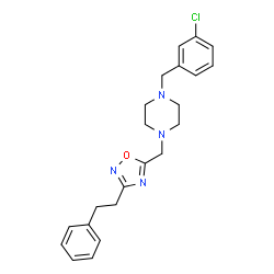 ChemSpider 2D Image | 1-(3-Chlorobenzyl)-4-{[3-(2-phenylethyl)-1,2,4-oxadiazol-5-yl]methyl}piperazine | C22H25ClN4O
