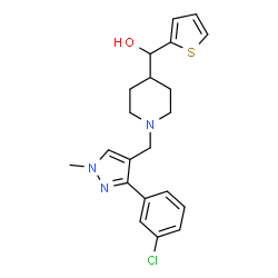 ChemSpider 2D Image | (1-{[3-(3-Chlorophenyl)-1-methyl-1H-pyrazol-4-yl]methyl}-4-piperidinyl)(2-thienyl)methanol | C21H24ClN3OS