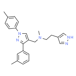 ChemSpider 2D Image | N-Methyl-N-{[3-(3-methylphenyl)-1-(4-methylphenyl)-1H-pyrazol-4-yl]methyl}-2-(1H-pyrazol-4-yl)ethanamine | C24H27N5