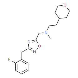 ChemSpider 2D Image | N-{[3-(2-Fluorobenzyl)-1,2,4-oxadiazol-5-yl]methyl}-N-methyl-2-(tetrahydro-2H-pyran-4-yl)ethanamine | C18H24FN3O2