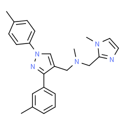 ChemSpider 2D Image | N-Methyl-1-(1-methyl-1H-imidazol-2-yl)-N-{[3-(3-methylphenyl)-1-(4-methylphenyl)-1H-pyrazol-4-yl]methyl}methanamine | C24H27N5