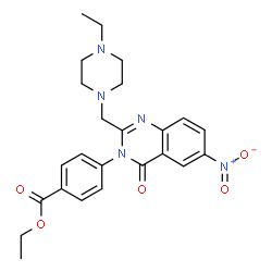 ChemSpider 2D Image | Ethyl 4-{2-[(4-ethyl-1-piperazinyl)methyl]-6-nitro-4-oxo-3(4H)-quinazolinyl}benzoate | C24H27N5O5