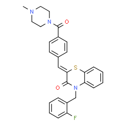 ChemSpider 2D Image | (2Z)-4-(2-Fluorobenzyl)-2-{4-[(4-methyl-1-piperazinyl)carbonyl]benzylidene}-2H-1,4-benzothiazin-3(4H)-one | C28H26FN3O2S