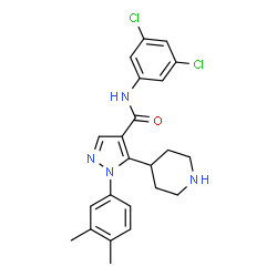 ChemSpider 2D Image | N-(3,5-Dichlorophenyl)-1-(3,4-dimethylphenyl)-5-(4-piperidinyl)-1H-pyrazole-4-carboxamide | C23H24Cl2N4O