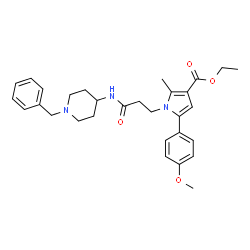 ChemSpider 2D Image | Ethyl 1-{3-[(1-benzyl-4-piperidinyl)amino]-3-oxopropyl}-5-(4-methoxyphenyl)-2-methyl-1H-pyrrole-3-carboxylate | C30H37N3O4