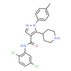ChemSpider 2D Image | N-(2,5-Dichlorophenyl)-1-(4-methylphenyl)-5-(4-piperidinyl)-1H-pyrazole-4-carboxamide | C22H22Cl2N4O