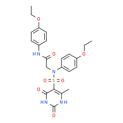 ChemSpider 2D Image | N,N~2~-Bis(4-ethoxyphenyl)-N~2~-[(6-methyl-2,4-dioxo-1,2,3,4-tetrahydro-5-pyrimidinyl)sulfonyl]glycinamide | C23H26N4O7S