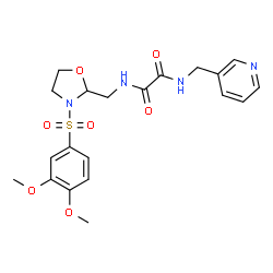 ChemSpider 2D Image | N-({3-[(3,4-Dimethoxyphenyl)sulfonyl]-1,3-oxazolidin-2-yl}methyl)-N'-(3-pyridinylmethyl)ethanediamide | C20H24N4O7S