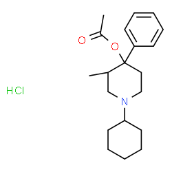 ChemSpider 2D Image | 1-Cyclohexyl-3-methyl-4-phenyl-4-piperidinyl acetate hydrochloride (1:1) | C20H30ClNO2