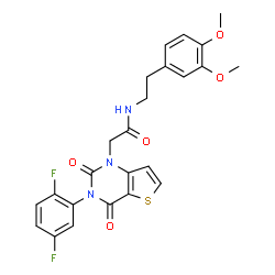 ChemSpider 2D Image | 2-[3-(2,5-Difluorophenyl)-2,4-dioxo-3,4-dihydrothieno[3,2-d]pyrimidin-1(2H)-yl]-N-[2-(3,4-dimethoxyphenyl)ethyl]acetamide | C24H21F2N3O5S