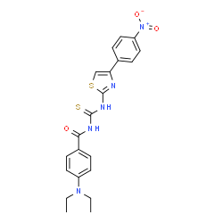 ChemSpider 2D Image | 4-(Diethylamino)-N-{[4-(4-nitrophenyl)-1,3-thiazol-2-yl]carbamothioyl}benzamide | C21H21N5O3S2