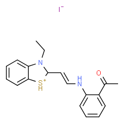 ChemSpider 2D Image | 2-{(E)-2-[(2-Acetylphenyl)amino]vinyl}-3-ethyl-2,3-dihydro-1,3-benzothiazol-1-ium iodide | C19H21IN2OS