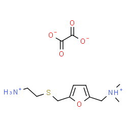 ChemSpider 2D Image | 2-[({5-[(Dimethylammonio)methyl]-2-furyl}methyl)sulfanyl]ethanaminium oxalate | C12H20N2O5S