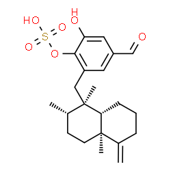 ChemSpider 2D Image | 4-Formyl-2-hydroxy-6-{[(1R,2S,4aS,8aS)-1,2,4a-trimethyl-5-methylenedecahydro-1-naphthalenyl]methyl}phenyl hydrogen sulfate | C22H30O6S