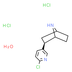 ChemSpider 2D Image | (2R)-2-(6-Chloro-3-pyridinyl)-7-azabicyclo[2.2.1]heptane dihydrochloride hydrate | C11H17Cl3N2O