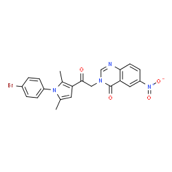 ChemSpider 2D Image | 3-{2-[1-(4-Bromophenyl)-2,5-dimethyl-1H-pyrrol-3-yl]-2-oxoethyl}-6-nitro-4(3H)-quinazolinone | C22H17BrN4O4