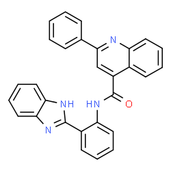 ChemSpider 2D Image | N-[2-(1H-Benzimidazol-2-yl)phenyl]-2-phenyl-4-quinolinecarboxamide | C29H20N4O