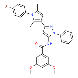 ChemSpider 2D Image | N-{3-[1-(4-Bromophenyl)-2,5-dimethyl-1H-pyrrol-3-yl]-1-phenyl-1H-pyrazol-5-yl}-3,5-dimethoxybenzamide | C30H27BrN4O3
