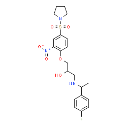 ChemSpider 2D Image | 1-{[1-(4-Fluorophenyl)ethyl]amino}-3-[2-nitro-4-(1-pyrrolidinylsulfonyl)phenoxy]-2-propanol | C21H26FN3O6S