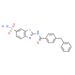 ChemSpider 2D Image | 4-Benzyl-N-(6-sulfamoyl-1,3-benzothiazol-2-yl)benzamide | C21H17N3O3S2