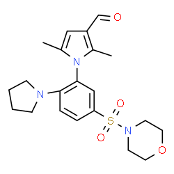 ChemSpider 2D Image | 2,5-Dimethyl-1-[5-(4-morpholinylsulfonyl)-2-(1-pyrrolidinyl)phenyl]-1H-pyrrole-3-carbaldehyde | C21H27N3O4S