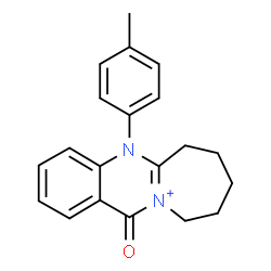 ChemSpider 2D Image | 5-(4-Methylphenyl)-12-oxo-6,7,8,9,10,12-hexahydro-5H-azepino[2,1-b]quinazolin-11-ium | C20H21N2O