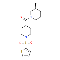 ChemSpider 2D Image | [(3S)-3-Methyl-1-piperidinyl][1-(2-thienylsulfonyl)-4-piperidinyl]methanone | C16H24N2O3S2