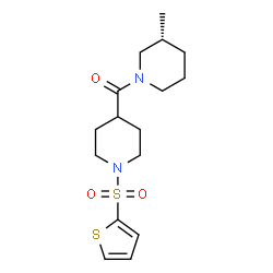ChemSpider 2D Image | [(3R)-3-Methyl-1-piperidinyl][1-(2-thienylsulfonyl)-4-piperidinyl]methanone | C16H24N2O3S2