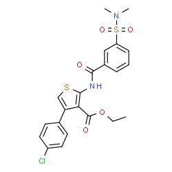 ChemSpider 2D Image | Ethyl 4-(4-chlorophenyl)-2-{[3-(dimethylsulfamoyl)benzoyl]amino}-3-thiophenecarboxylate | C22H21ClN2O5S2