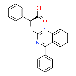 ChemSpider 2D Image | (2S)-Phenyl[(4-phenyl-2-quinazolinyl)sulfanyl]acetic acid | C22H16N2O2S