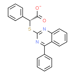 ChemSpider 2D Image | (2R)-Phenyl[(4-phenyl-2-quinazolinyl)sulfanyl]acetate | C22H15N2O2S