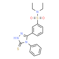 ChemSpider 2D Image | N,N-Diethyl-3-(5-mercapto-4-phenyl-4H-[1,2,4]triazol-3-yl)-benzenesulfonamide | C18H20N4O2S2