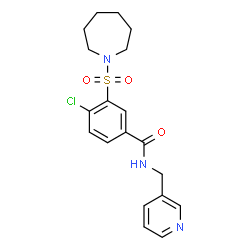 ChemSpider 2D Image | 3-(1-Azepanylsulfonyl)-4-chloro-N-(3-pyridinylmethyl)benzamide | C19H22ClN3O3S