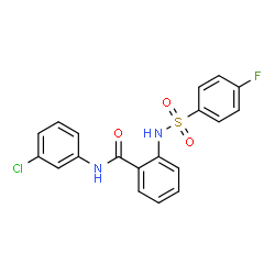 ChemSpider 2D Image | N-(3-Chlorophenyl)-2-{[(4-fluorophenyl)sulfonyl]amino}benzamide | C19H14ClFN2O3S