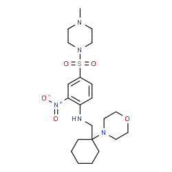 ChemSpider 2D Image | 4-[(4-Methyl-1-piperazinyl)sulfonyl]-N-{[1-(4-morpholinyl)cyclohexyl]methyl}-2-nitroaniline | C22H35N5O5S