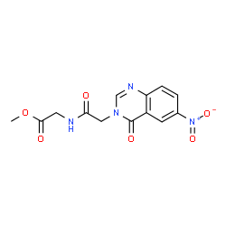 ChemSpider 2D Image | Methyl N-[(6-nitro-4-oxo-3(4H)-quinazolinyl)acetyl]glycinate | C13H12N4O6